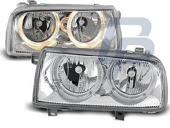 HEADLIGHTS VW VENTO 01.92-08.98 ANGEL EYES CHROME