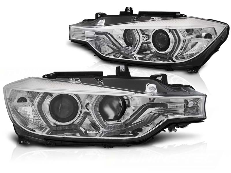 STRÅLKASTARE ANGEL EYES LED DRL KROM TILL BMW F30/F31 LCI 2015-2018