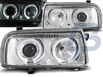 HEADLIGHTS VW VENTO 01.92-08.98 ANGEL EYES CHROME