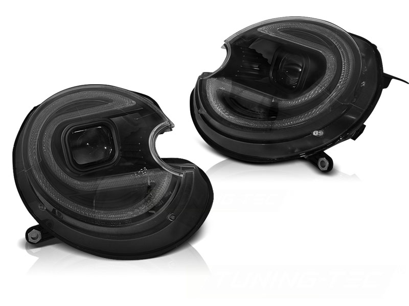STRÅLKASTARE TUBE LIGHT SVART LED HID TILL BMW MINI (COOPER) 2006-2014