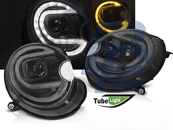 STRÅLKASTARE TUBE LIGHT SVART LED TILL BMW MINI (COOPER) 2006-2014