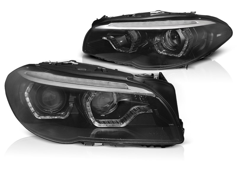 XENONSTRÅLKASTARE ANGEL EYES LED DRL SVART SEQ TILL BMW F10/F11 LCI 2013-2016