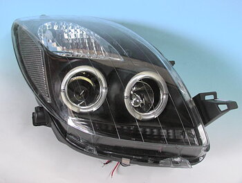 TOYOTA YARIS II 06+ ANGEL EYE HEADLIGHTS BLACK V1