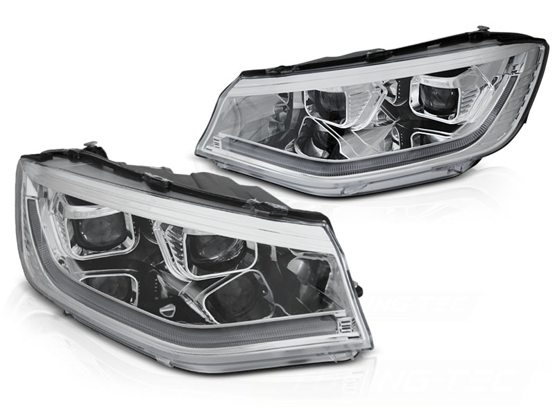 STRÅLKASTARE TUBE LIGHT KROM DRL SEQ TILL VW CADDY 2020-