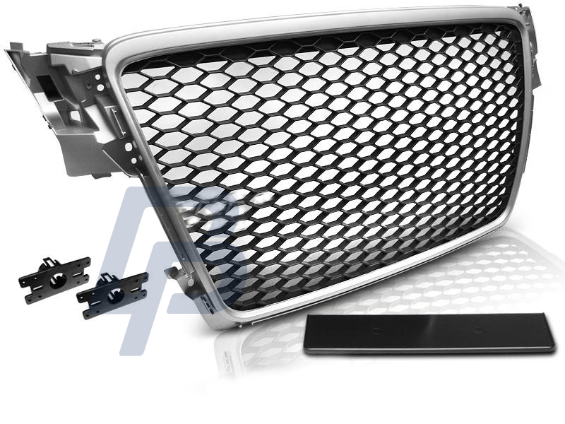 AUDI A4 B8 08-11 SILVER RS-STYLE GRILL - 3
