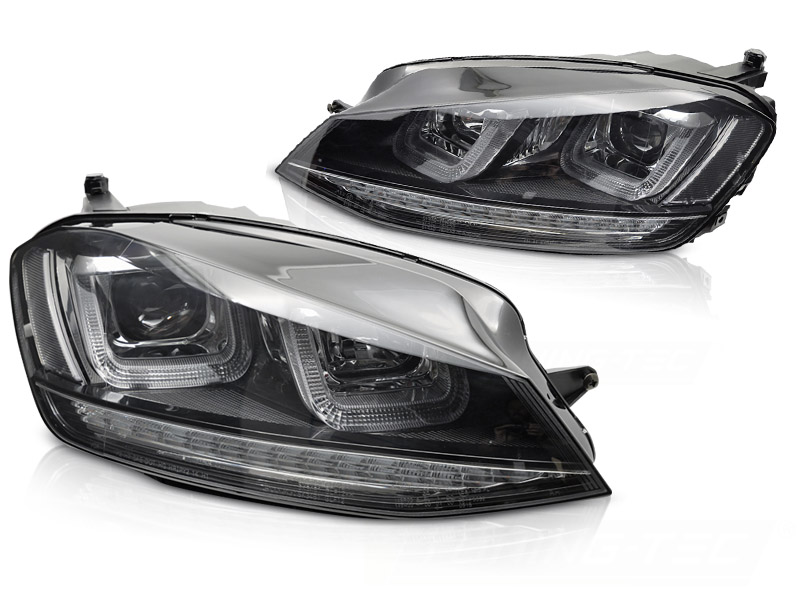 STRÅLKASTARE LIGHT SEQ SVART WITH SVART LINE TILL VW GOLF 7 2013-2017