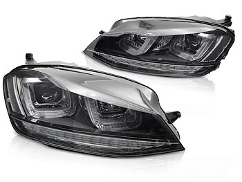 STRÅLKASTARE LIGHT SEQ SVART WITH SVART LINE TILL VW GOLF 7 2013-2017