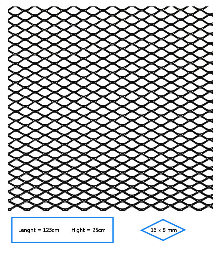 UNIVERSAL ALUMINIUM RACEMESH BLACK 125X25CM