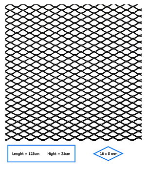 UNIVERSAL ALUMINIUM RACEMESH BLACK 125X25CM