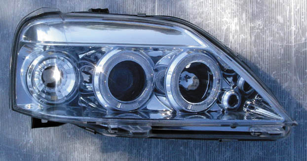 DACIA LOGAN 05+ ANGEL EYE HEADLIGHTS CHROME V1