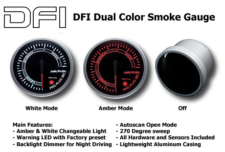 DFI GULA/WHITE SMOKE LENS GAUGE 52MM - AIR FUEL RATIO
