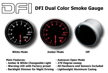 DFI AMBER/WHITE SMOKE LENS GAUGE 52MM - RPM TACHO
