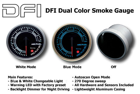 DFI BLUE/WHITE SMOKE LENS GAUGE 52MM - AIR FUEL RATIO