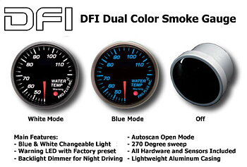 DFI BLUE/WHITE SMOKE LENS GAUGE 52MM - WATER TEMPERATURE