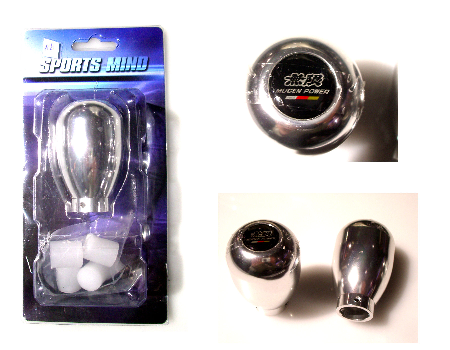 UNIVERSAL SHIFT KNOB CHROME INCL MUGEN LOGO [SM] - 2