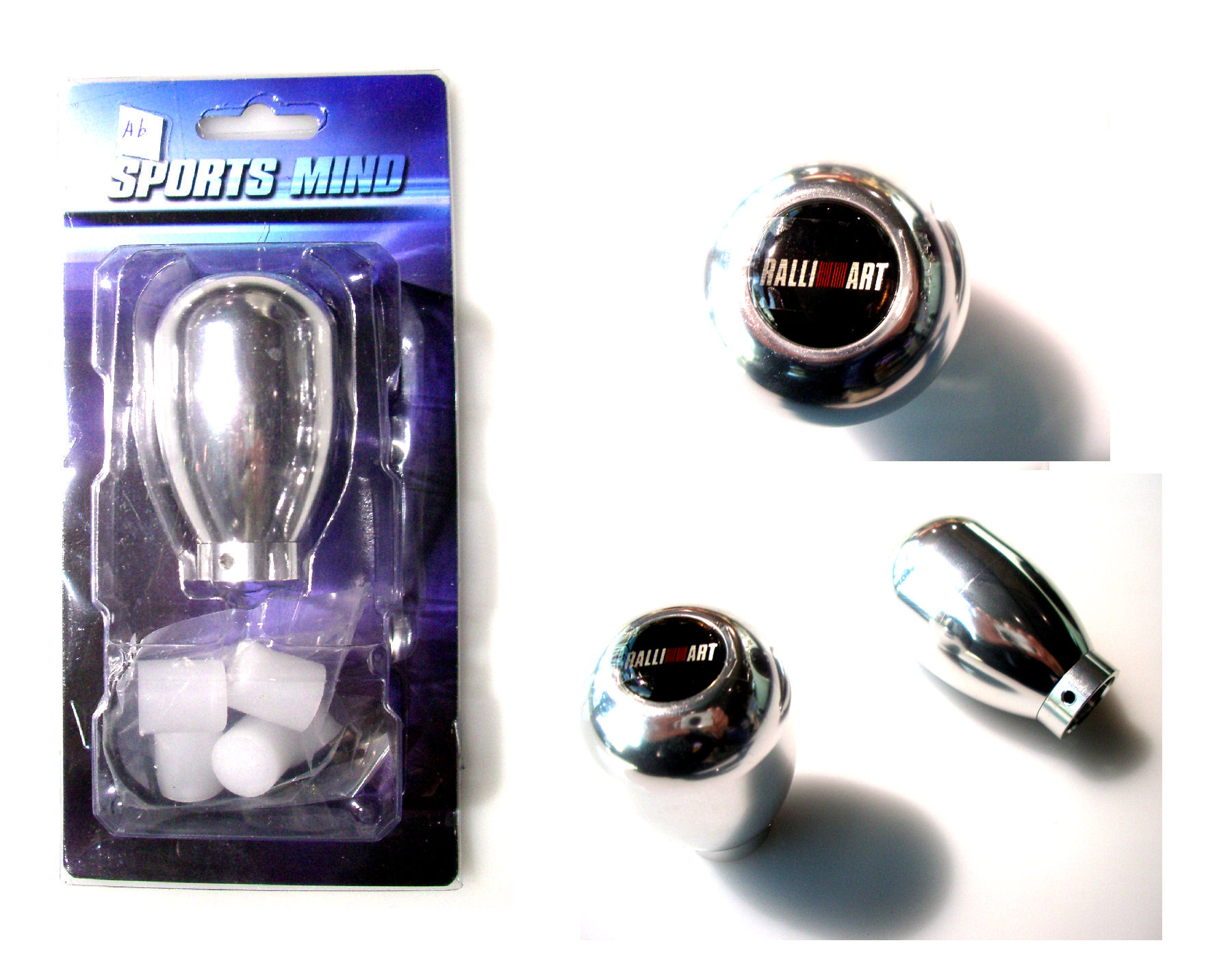 UNIVERSAL SHIFT KNOB CHROME INCL RALLIART LOGO [SM]