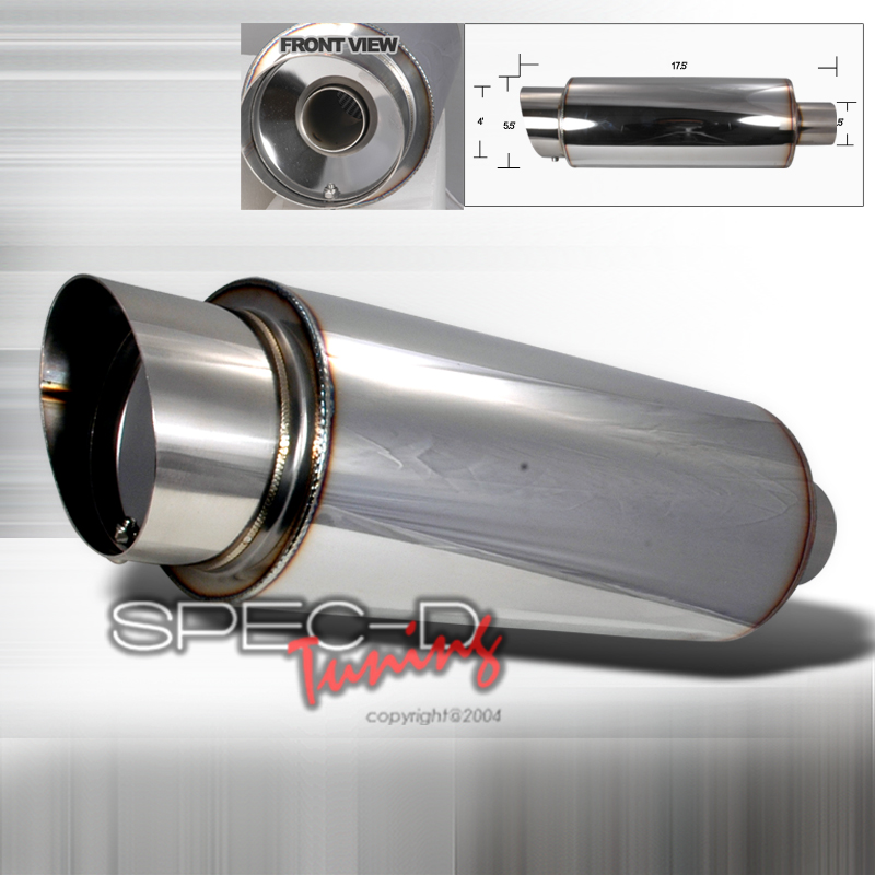 UNIVERSAL STAINLESS STEEL MUFFLER D1 POLISHED TIP [SIX]