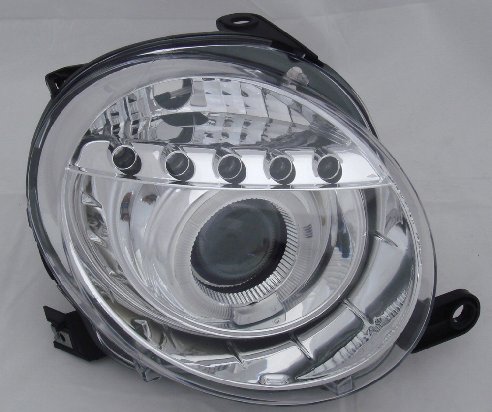 FIAT 500 07+ ANGEL EYE HEADLIGHTS CHROME V1