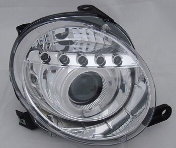 FIAT 500 07+ ANGEL EYE HEADLIGHTS CHROME V1