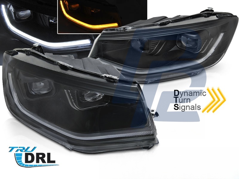 Headlights Tube Light Black DRL Sequential for VW Caddy 2020– - 5