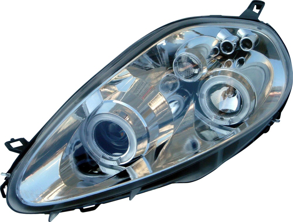 FIAT GRANDE PUNTO 05-07 ANGEL EYE HEADLIGHTS CHROME V1