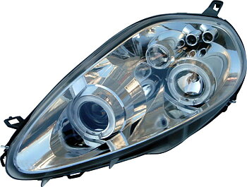 FIAT GRANDE PUNTO 05-07 ANGEL EYE HEADLIGHTS CHROME V1