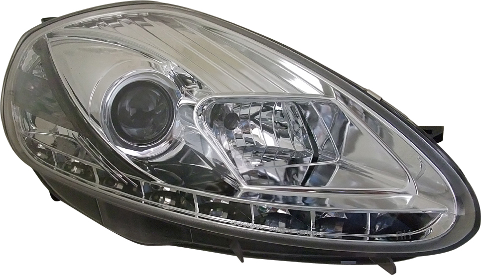 FIAT GRANDE PUNTO 05-07 R8 STIL LED STRÅLKASTARE KROM V1