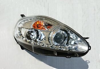 FIAT GRANDE PUNTO 05-07 R8 STYLE LED HEADLIGHTS CHROME V2