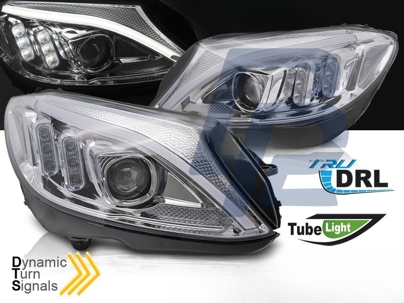 Headlights Tube LED Chrome for Mercedes W205 2014–2018 - 4