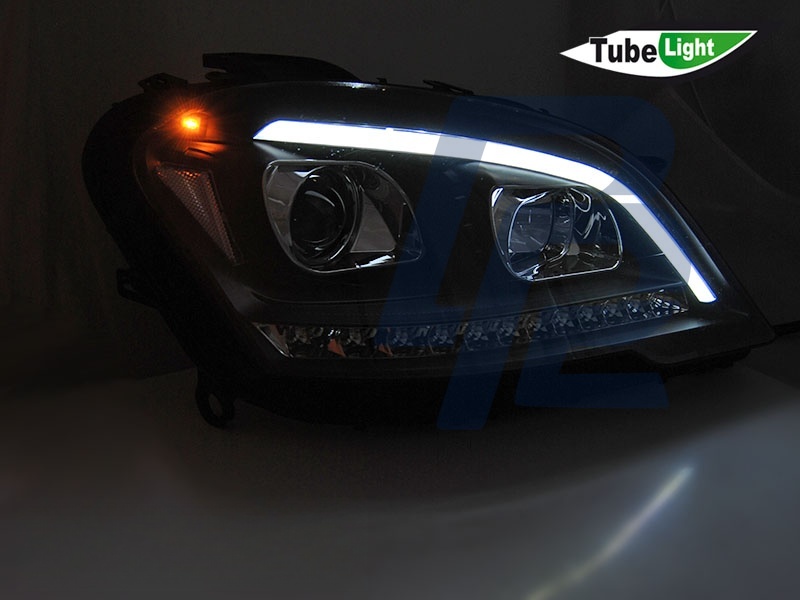 Headlights Tube Light Black Sequential for Mercedes W164 ML M-Class 2009–2011 - 3