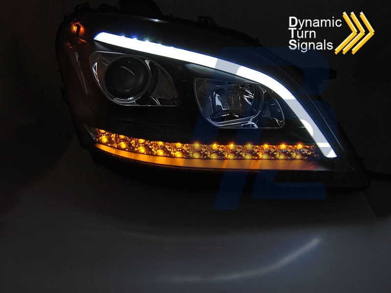 Headlights Tube Light Black Sequential for Mercedes W164 ML M-Class 2009–2011 - 2