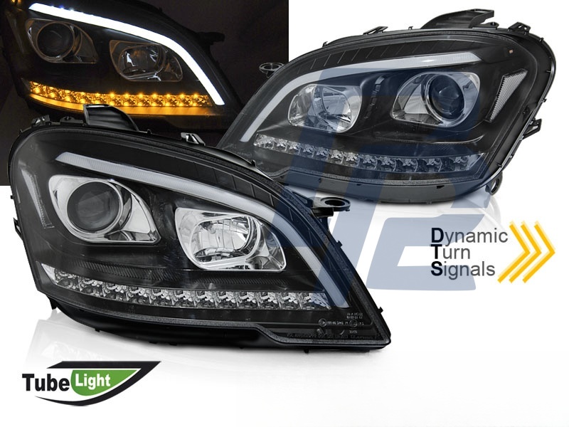 Headlights Tube Light Black Sequential for Mercedes W164 ML M-Class 2009–2011 - 4