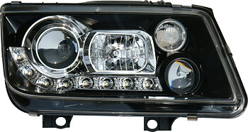 VW BORA 99-05 R8 STYLE LED HEADLIGHTS BLACK V2