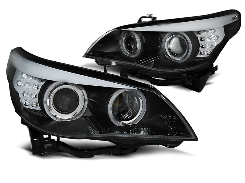 XENON D1S STRÅLKASTARE ANGEL EYES SVART LED INDICATOR TILL BMW E60/E61 2005-2007