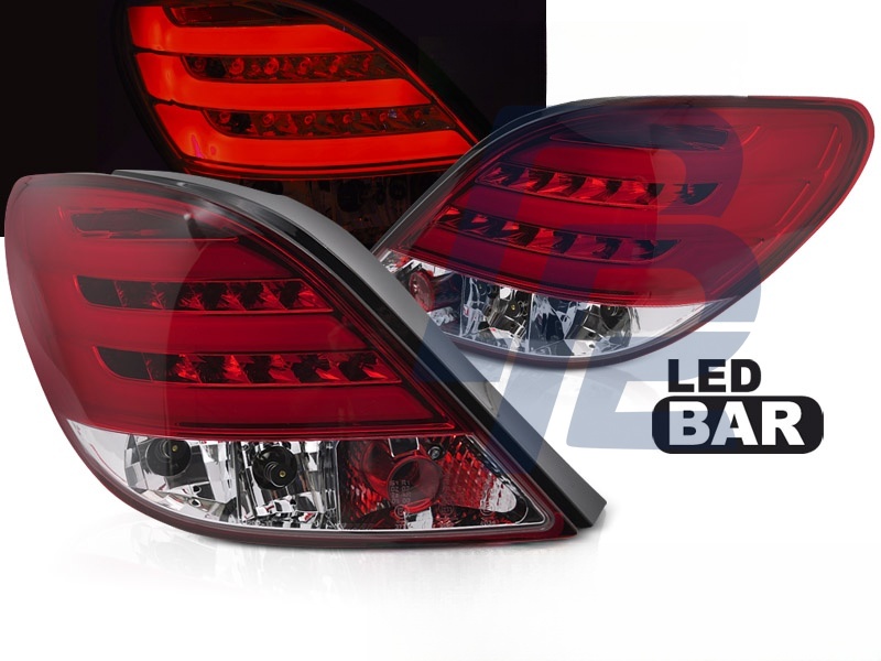 Tail Lights for Peugeot 207 3D/5D 05.2006–06.2009 Red/Clear LED Bar - 2