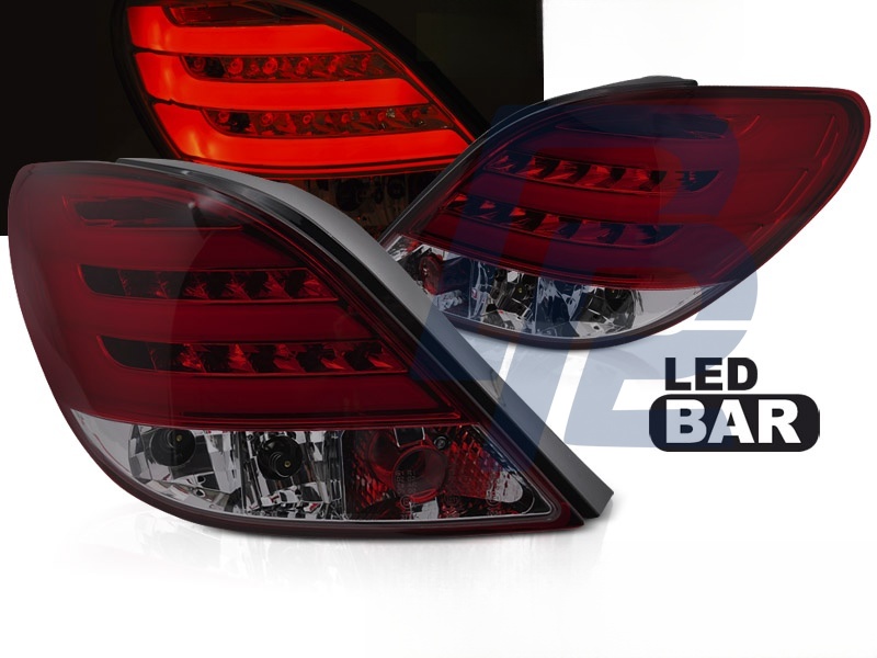 Tail Lights for Peugeot 207 3D/5D 2006–2009 Red/Smoked LED Bar - 2