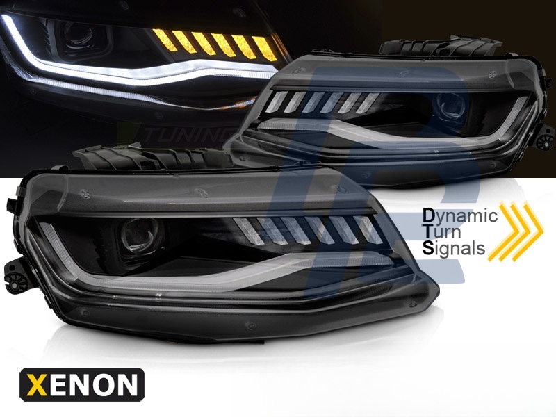 Headlights for Chevrolet Camaro 16-18 HID Sequential Black - 4