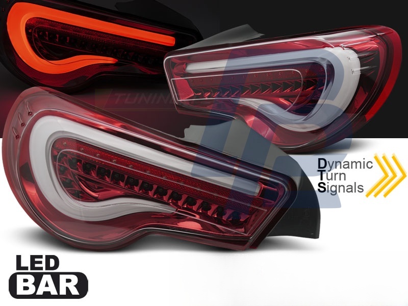 Tail Lights for Toyota GT86 2012–2021 LED Bar Red/Clear Sequential - 6