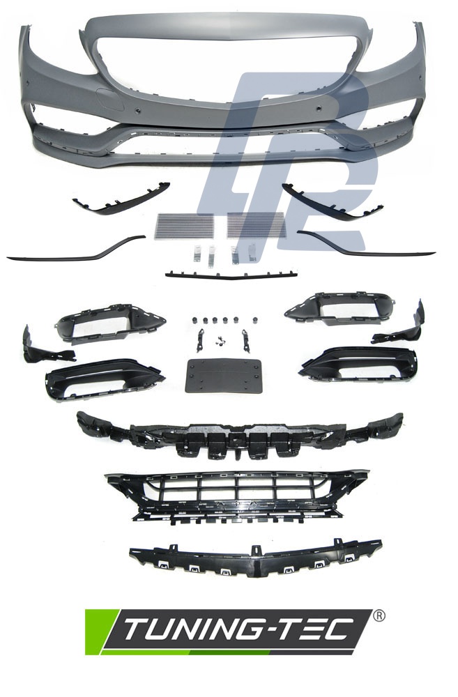 Sport Front Bumper Black for Mercedes W205 2018–2021 - 6