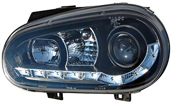 VW GOLF IV R8 STIL LED STRÅLKASTARE SVARTA V2