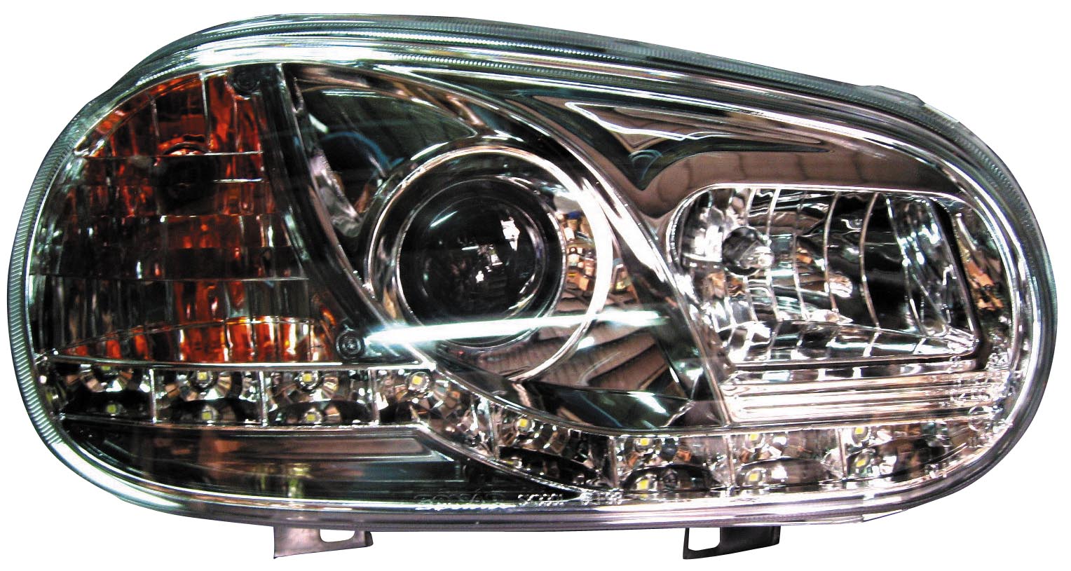 VW GOLF IV R8 STYLE LED HEADLIGHTS CHROME V1