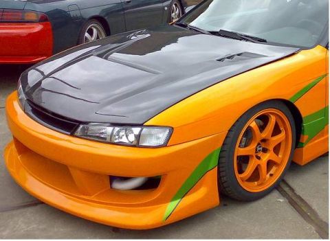 NISSAN S14A 97-99 AEROWORKS CARBON VSII HOOD