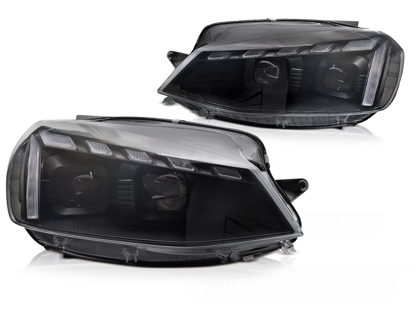 FULL-LED-STRÅLKASTARE LIGHT SVART DRL SEQ TILL VW GOLF 7 2017-2019