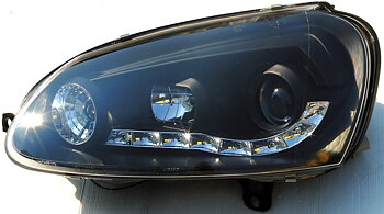 VW GOLF V R8 STIL LED STRÅLKASTARE SVARTA V1