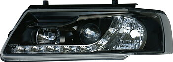 VW PASSAT 3B 96-00 R8 STYLE LED HEADLIGHTS BLACK V2