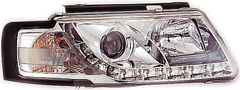 VW PASSAT 3B 96-00 R8 STYLE LED HEADLIGHTS CHROME V1