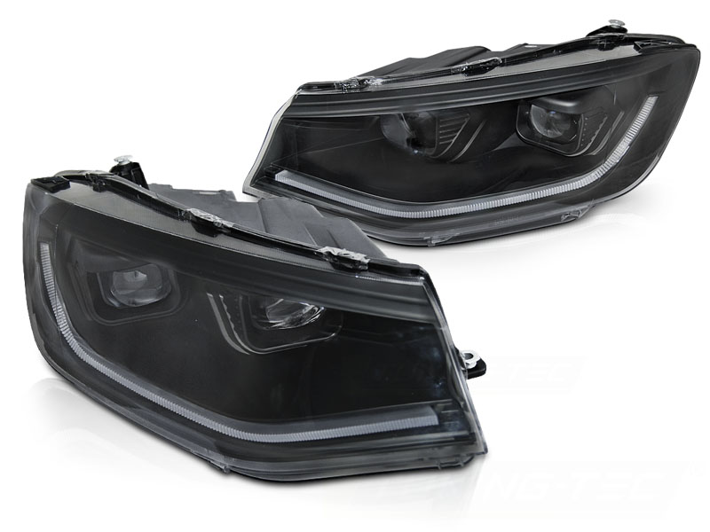 LED-STRÅLKASTARE TUBE LIGHT SVART DRL SEQ TILL VW CADDY 2020-