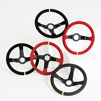 LTEC 3-SPOKE STEERING WHEEL BLACK SUEDE 90MM DISH 35CM