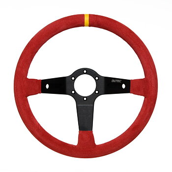 LTEC 3-SPOKE STEERING WHEEL RED SUEDE 90MM DISH 35CM