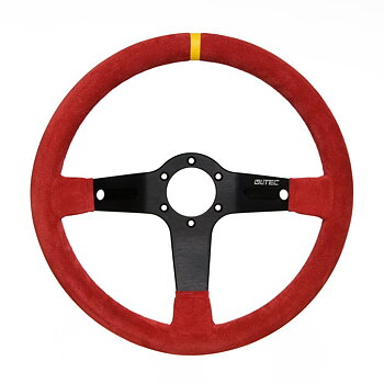 LTEC 3-SPOKE STEERING WHEEL RED SUEDE 65MM DISH 35CM